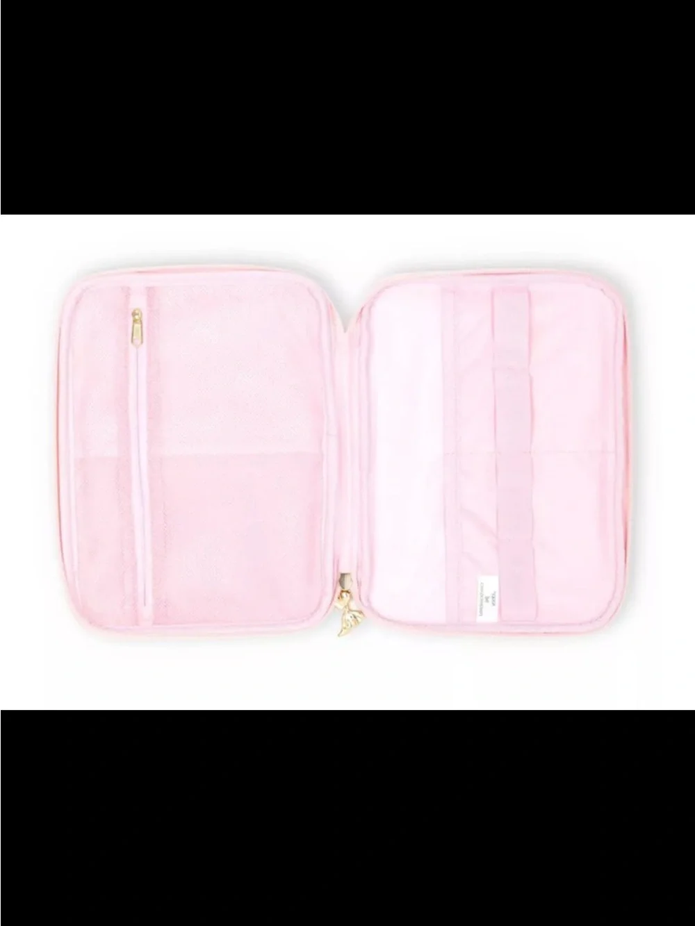 Love Shack Fancy Pink Floral Cosmetic/Tech Organizer Pouch with Gold Bow